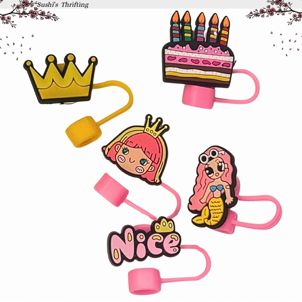 Princess 5pc Straw Toppers